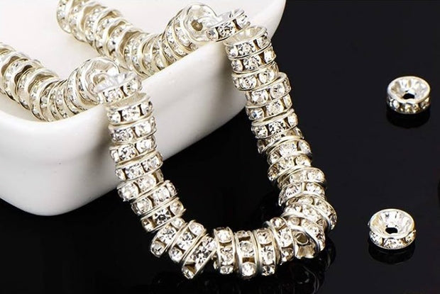 Beads, Jewelry Spacer Beads (Silver color, 10 beads)