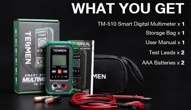 Tesmen Multimeter TM-510, 4000 Counts, Smart Measurement, Color Green