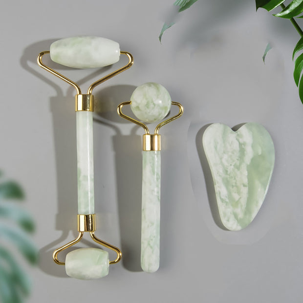 Natural Jade Face Roller Masssager Set - MagicSkinTech