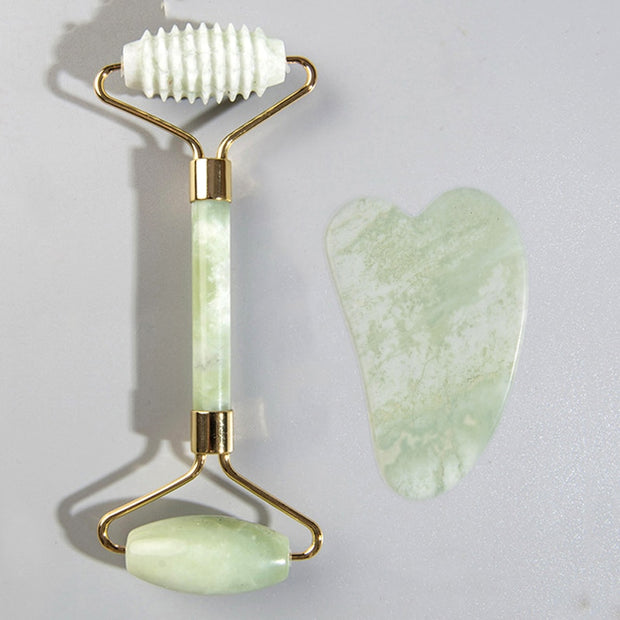 Natural Jade Face Roller Masssager Set - MagicSkinTech