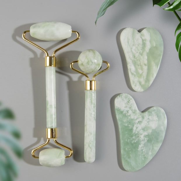 Natural Jade Face Roller Masssager Set - MagicSkinTech